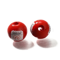 Perles en bois imprimées avec éléments de la Saint-Valentin&nbsp;WOOD-R002-01-08