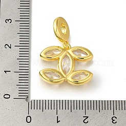 Ciondolo con micro pavé di zirconi trasparenti in ottone placcato a cremagliera&nbsp;KK-H485-08G