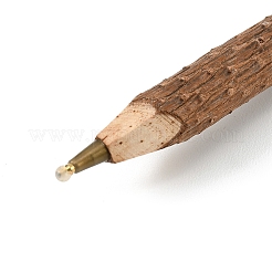 Stylo à bille rustique en bois avec fluorite naturelle brute&nbsp;AJEW-C048-02C