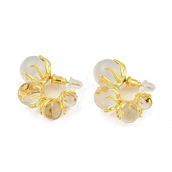 Pendientes redondos de latón con resina transparente&nbsp;EJEW-Q391-31G