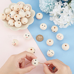 42 pièces 6 styles de perles européennes en bois imprimé&nbsp;WOOD-GO0001-04
