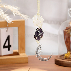 Pépites de cristal de quartz naturel et décorations de pendentif de pochette d'améthyste&nbsp;HJEW-WH20002-03F