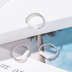 Fingerring mit Perlen aus natürlicher weißer Jadesäule und synthetischem Hämatit&nbsp;RJEW-JR00461-02