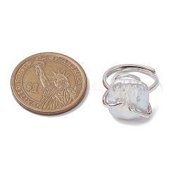 Quadratische verstellbare Ringe aus Naturperlen&nbsp;RJEW-P113-10P