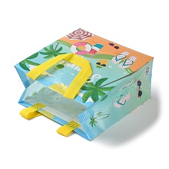 Sacchetti regalo pieghevoli riutilizzabili in tessuto non tessuto stampato a tema estivo con manico&nbsp;ABAG-F009-B01