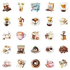 50 x Papieraufkleber mit Cartoon-Kaffeemotiv.&nbsp;STIC-C012-20