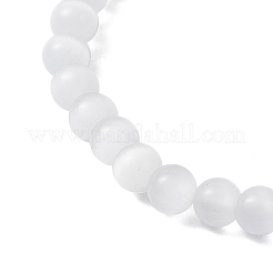 Pulseras elásticas de cuentas redondas hechas a mano con ojo de gato y ojo malvado para mujer&nbsp;BJEW-JB12289-03