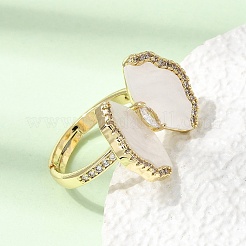 Offene Manschettenringe aus Messing mit Mikropavé und Zirkonia für Damen&nbsp;RJEW-F216-03G