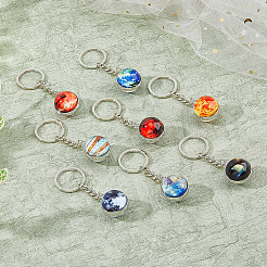8 porte-clés pendentif en verre lumineux 8 couleurs&nbsp;KEYC-FH0001-46