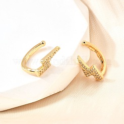 Orecchini a polsino in zircone chiaro con micro pavè di ottone&nbsp;EJEW-F370-22G