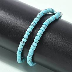 Braccialetti elastici in perline turchesi sintetiche per donna uomo&nbsp;PW-WG6A9BA-03