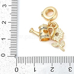 Gestellplattierung Messing klare Zirkonia europäische Anhänger&nbsp;KK-P287-16G