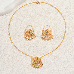 Bohemian synthetische türkis Quaste Ohrringe & Halsketten Set für Frauen&nbsp;CM6936