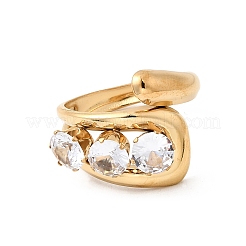Bagues ouvertes en acier inoxydable 304 avec micro pavé de zircones cubiques pour femmes&nbsp;RJEW-K258-12C-G