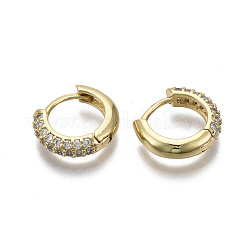 Boucles d'oreilles créoles en laiton zircon cubique micro pavé&nbsp;EJEW-R144-004E-NF