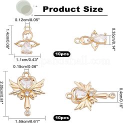 20 pièces 2 style placage en laiton micro pavé clair pendentifs en zircone cubique&nbsp;KK-FH0004-22