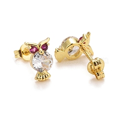Boucles d'oreilles à clous en zircone cubique micro pavée de laiton placage en rack&nbsp;EJEW-F278-01B-G