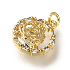 Placage de crémaillère en laiton micro pavé pendentifs en zircone cubique claire&nbsp;KK-G500-20G