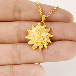 Colliers pendentifs soleil en acier inoxydable 304 pour femmes&nbsp;WG71282-02