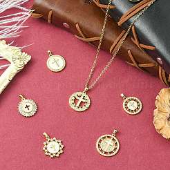 6pcs 6 styles pendentifs en laiton micro pavé de zircone cubique&nbsp;KK-CJ0004-11