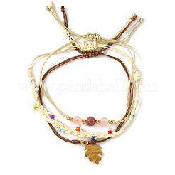 Set di 3 braccialetti in 3 stili diversi con perline rotonde di rodocrosite naturale&nbsp;DI3925-1