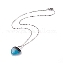 Collier pendentif coeur en agate naturelle teinte&nbsp;NJEW-JN03571