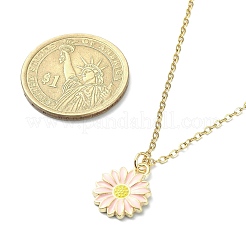 Halskette mit Sonnenblumenanhänger aus Emaillelegierung mit Ketten aus 304er Edelstahl&nbsp;NJEW-JN04412-01