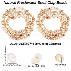 2 Strang natürliche Süßwasser-Muschelperlen&nbsp;G-BBC0001-43B