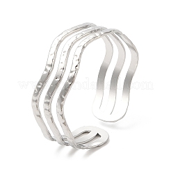 Anlaufgeschützte offene Armreifen aus 304 Edelstahl mit Wellendesign&nbsp;BJEW-L682-008P