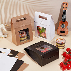 Faltbare Geschenktüten aus Papier mit Lochgriff und Sichtfenster aus Kunststoff&nbsp;ABAG-WH0038-52B-01