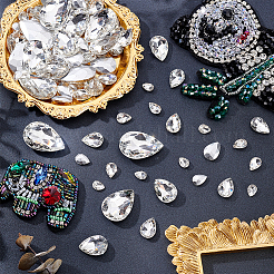6 Stil Strass-Cabochons aus Glas mit spitzem Rücken&nbsp;RGLA-FG0001-20