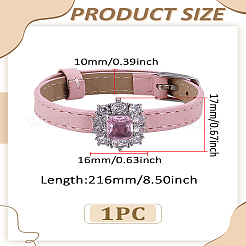 1 bracelet réglable en cuir PU pavé de zircones cubiques pour femmes&nbsp;BJEW-LP0003-41B