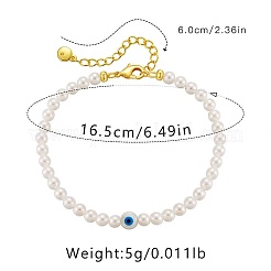 Elegantes pulseras de cuentas redondas de imitación de perlas de latón para mujer&nbsp;EQ5066
