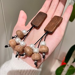 Pendientes de botón de madera y perlas de imitación&nbsp;WGA6AFA-01