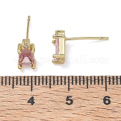 Orecchini a bottone in ottone con zirconi chiari e micro pavè&nbsp;KK-CBA56EF-40G