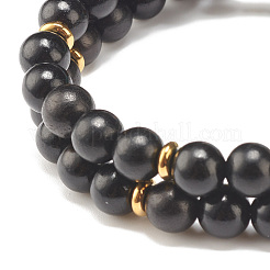 2pcs 2 style jaspe impérial naturel et ensemble de bracelets extensibles en perles de bois&nbsp;BJEW-JB07830