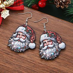 Boucles d'oreilles pendantes en bois imprimé des deux côtés&nbsp;FS-WG7A59A-01