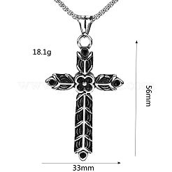 Vintage-Halsketten mit doppelseitigem Wikinger-Blumenkreuz-Anhänger aus Edelstahl 304 für Damen und Herren&nbsp;WGAAC2B-01