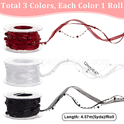 3 Rolle 3 Farben Polyester-Spitzenbesatz mit runden Kunststoffperlen&nbsp;OCOR-GA0001-90