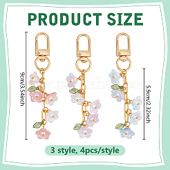 12 pièce de décorations suspendues en forme de fleur en acrylique de 3 styles&nbsp;HJEW-PH02375