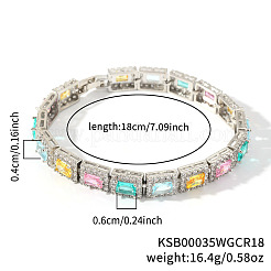 Bracelets élégants en laiton à maillons rectangulaires en zircone cubique pour femmes&nbsp;OJ6421-3