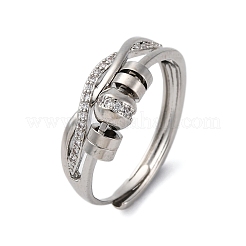 Anelli da dito in ottone micro pavé di zirconi cubici trasparenti per le donne alleviano l'ansia&nbsp;RJEW-S624-05P-02