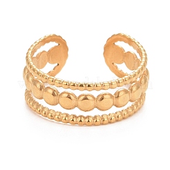 Anillo de puño abierto de triple línea de acero inoxidable 304 con revestimiento iónico (IP) para mujer&nbsp;RJEW-C025-07G