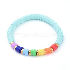 Bracelets élastiques faits à la main de perles heishi en pâte polymère&nbsp;BJEW-JB05160-M