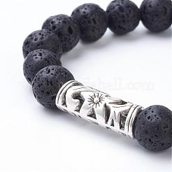 Stretch-Armbänder aus natürlichem Lavastein&nbsp;BJEW-JB02757-01