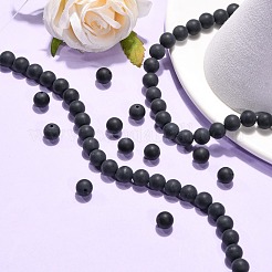 Brins de perles d'agate noire naturelle teintées et chauffées&nbsp;G-H1617