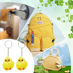Porte-clés de sac avec pendentif en mini fourrure de vison d'eau mignon&nbsp;KEYC-WH0018-77
