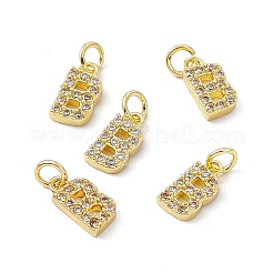 Véritable micro-pavé en laiton plaqué 18k or véritable breloques en zircone cubique transparente&nbsp;KK-E068-VB452-B