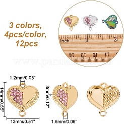 12 Stück 3 Farben 304 Edelstahl Strass-Anschluss-Charms&nbsp;STAS-CA0001-86