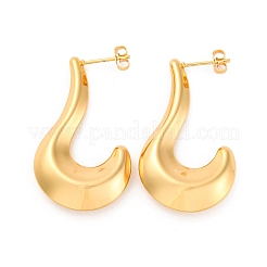 Pendientes de botón de acero inoxidable 304 en forma de J para mujer&nbsp;EJEW-A125-09G